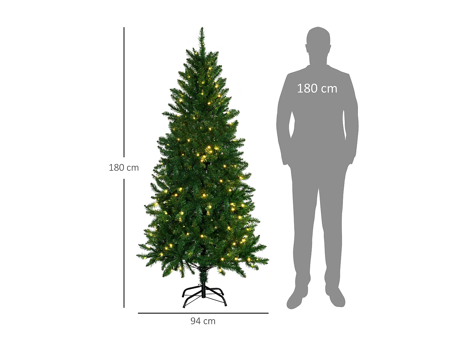 Árbol de navidad verde 94x94x180 cm HOMCOM