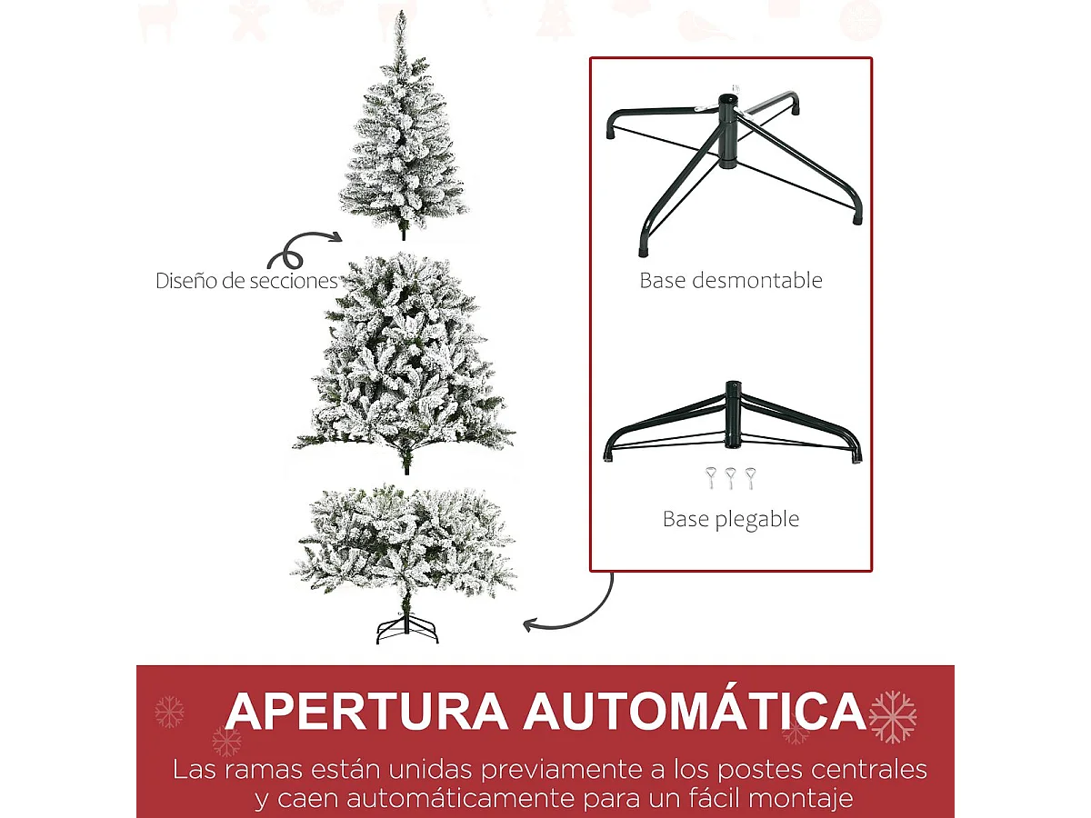 Árbol de navidad verde 120x120x225 cm HOMCOM