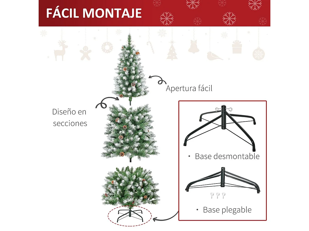 Árbol de navidad verde 75x75x180 cm HOMCOM