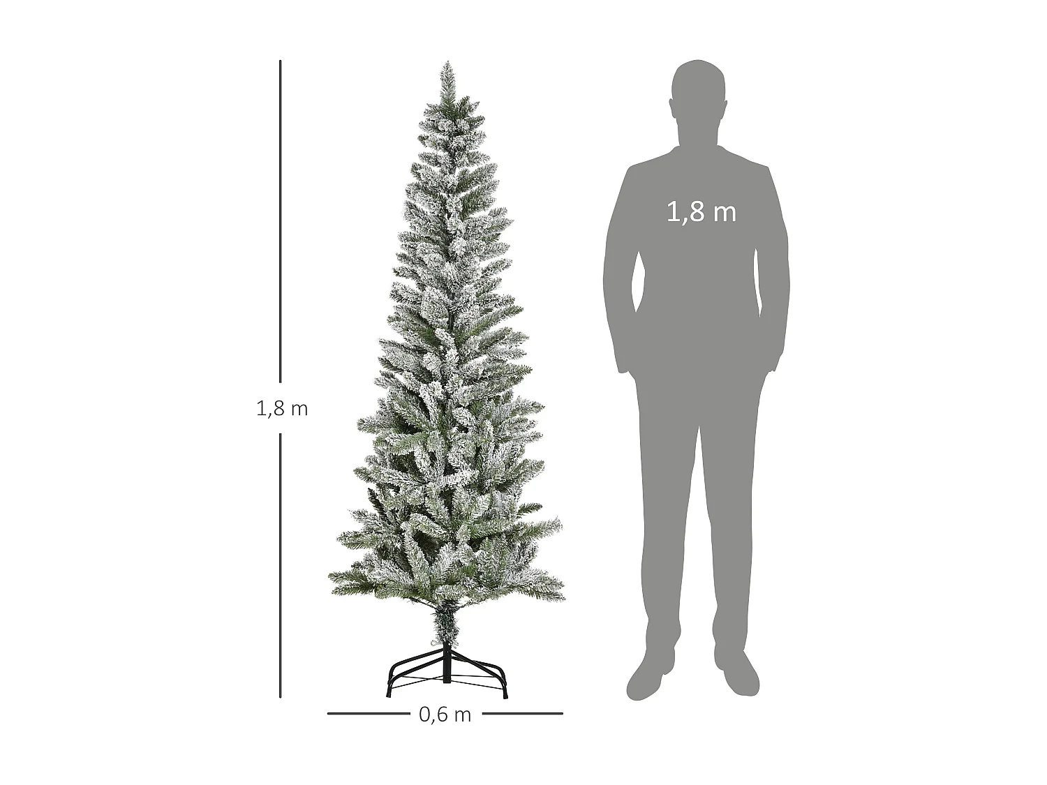 Árbol de navidad verde y blanco ø60x180 cm HOMCOM