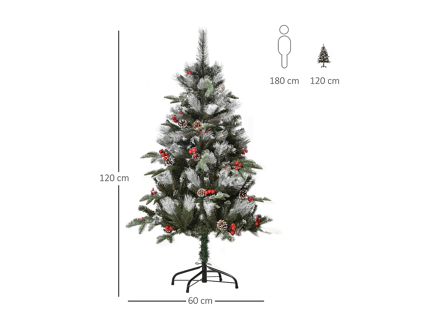 Árbol de navidad verde 60x60x120 cm HOMCOM