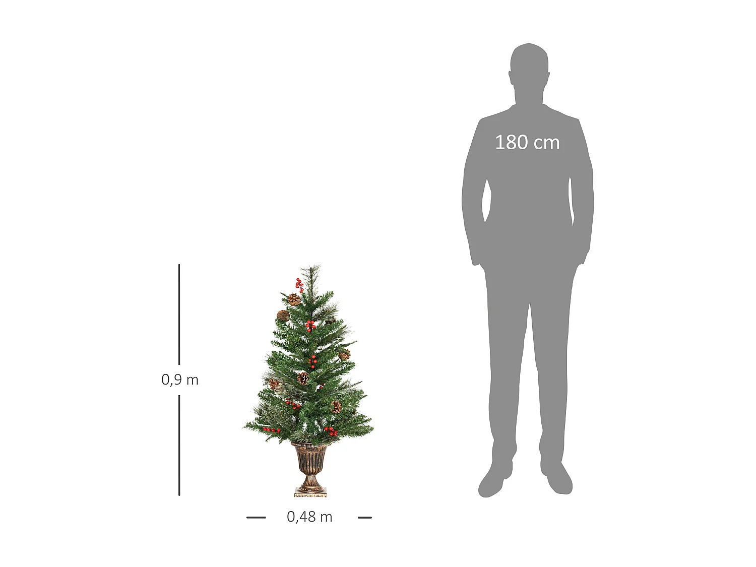 Árbol de navidad verde 48x48x90 cm HOMCOM