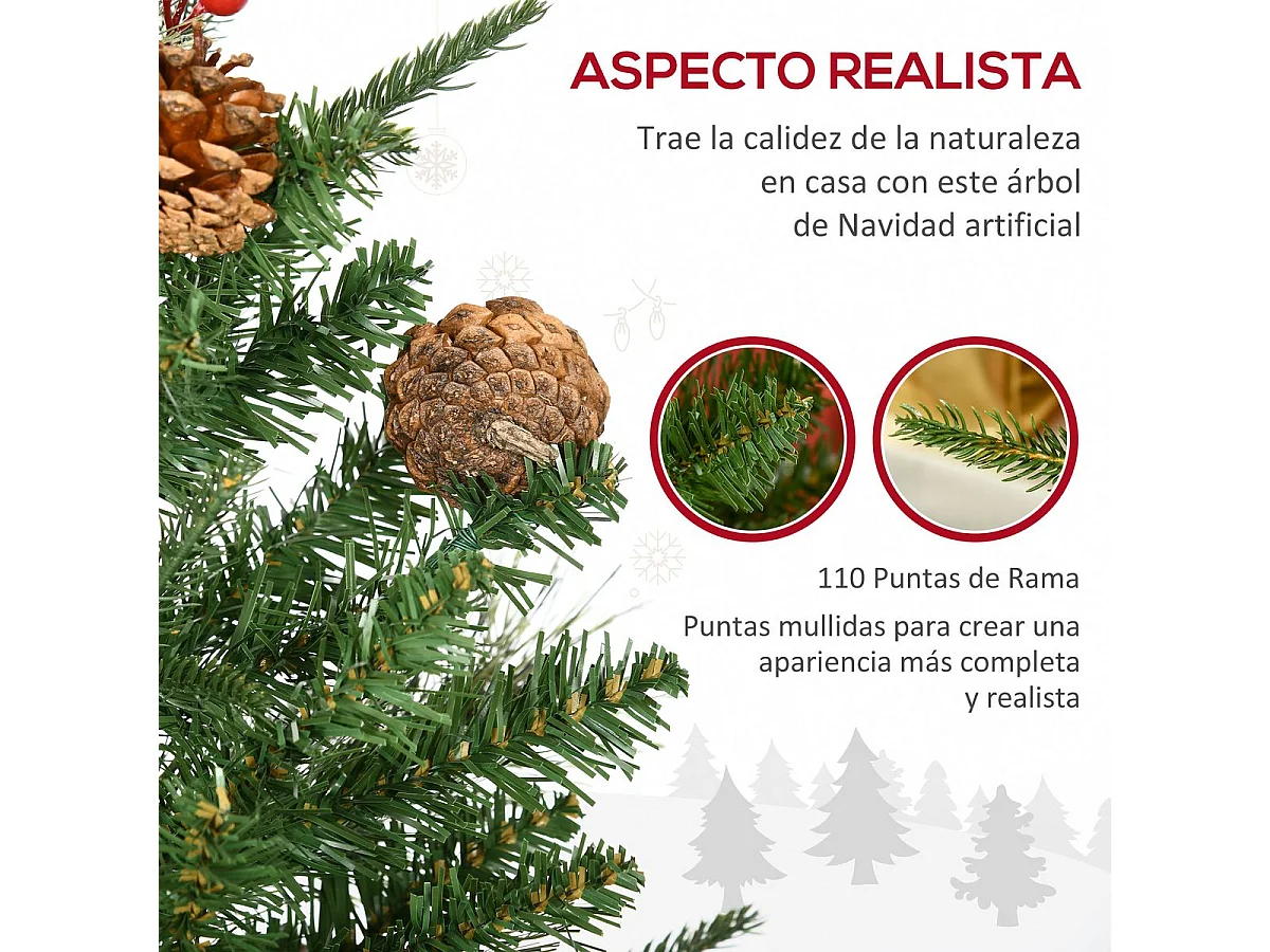 Árbol de navidad verde 48x48x90 cm HOMCOM