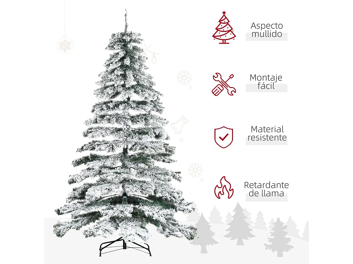 Árbol de navidad verde y blanco 140x140x225 cm HOMCOM