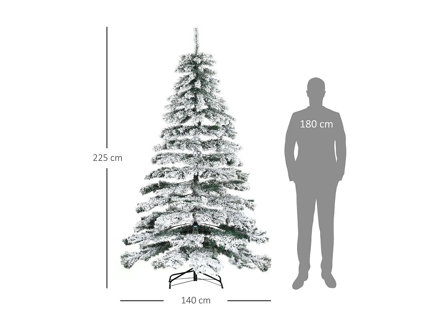 Árbol de navidad verde y blanco 140x140x225 cm HOMCOM
