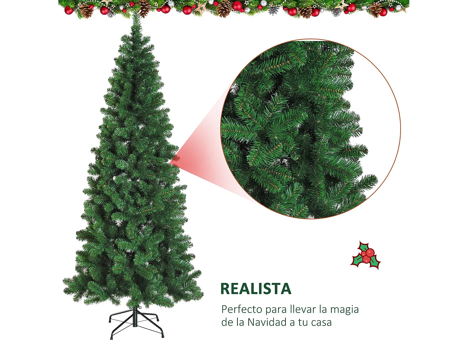 Árbol de navidad verde 81x81x210 cm HOMCOM