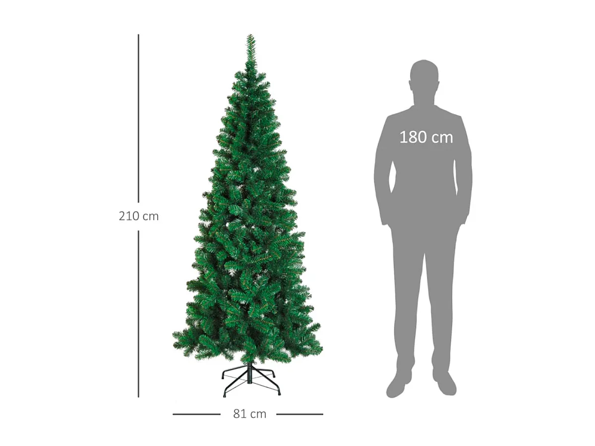 Árbol de navidad verde 81x81x210 cm HOMCOM