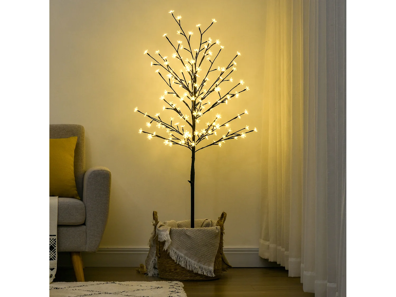 Árbol con luces negro 17x17x150 cm HOMCOM