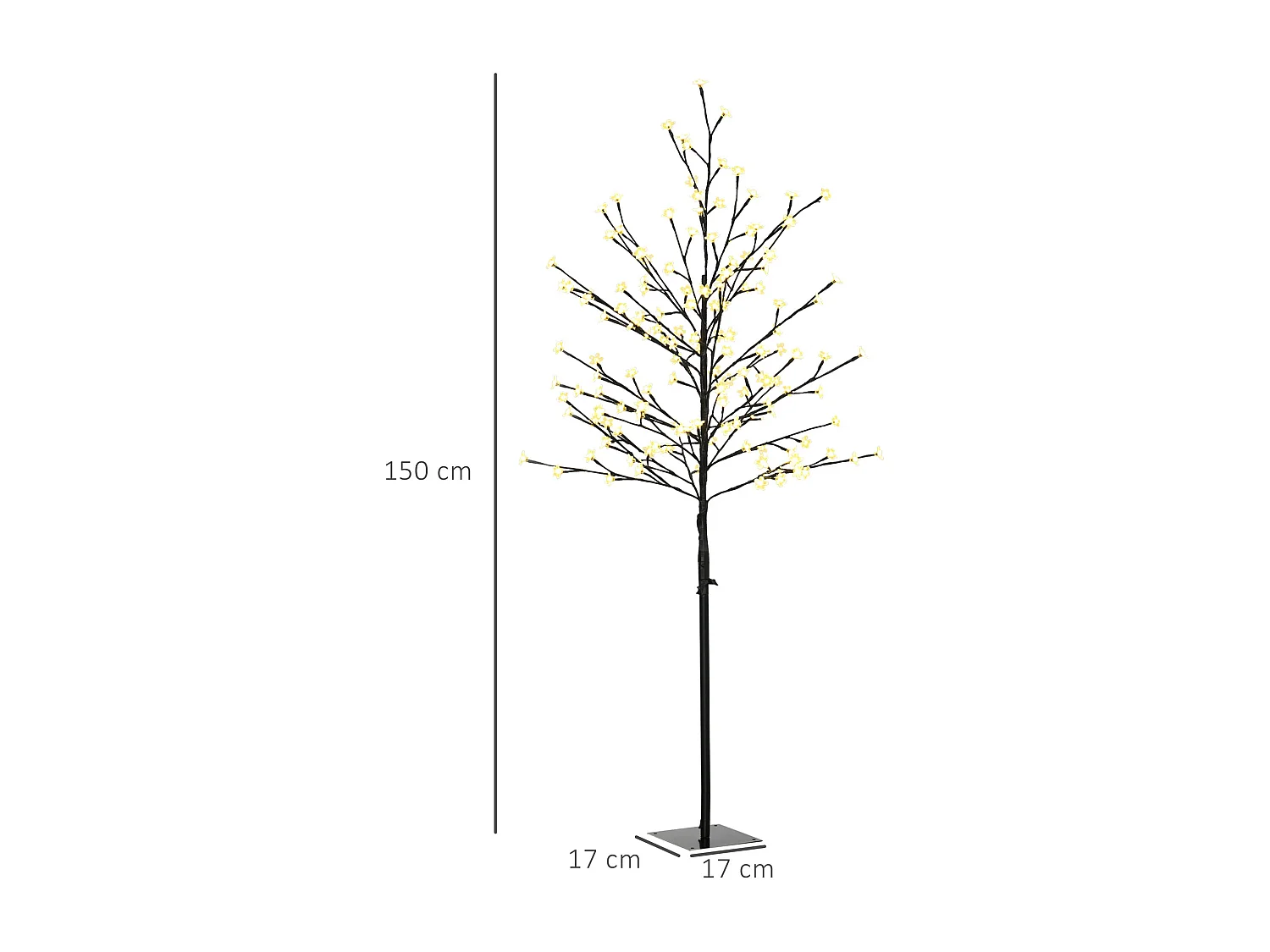 Árbol con luces negro 17x17x150 cm HOMCOM