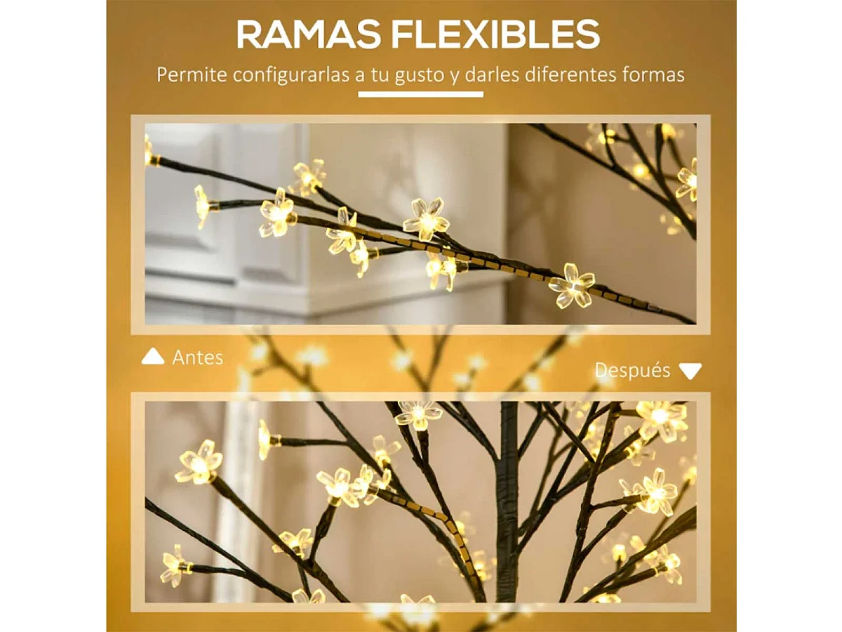 Árbol con luces negro 17x17x150 cm HOMCOM