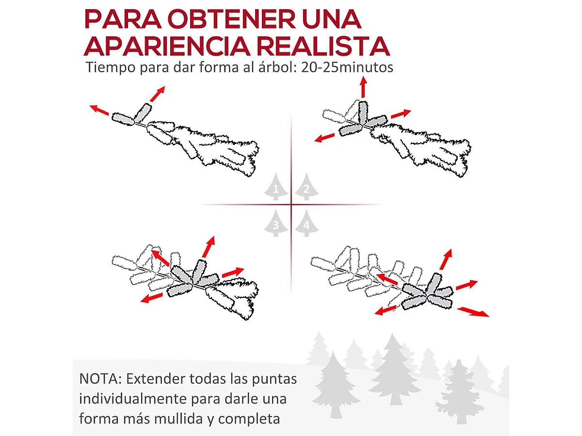 Árbol de navidad verde 54x54x210 cm HOMCOM
