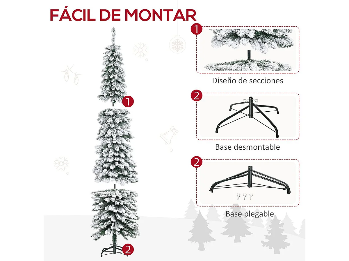 Árbol de navidad verde 54x54x210 cm HOMCOM