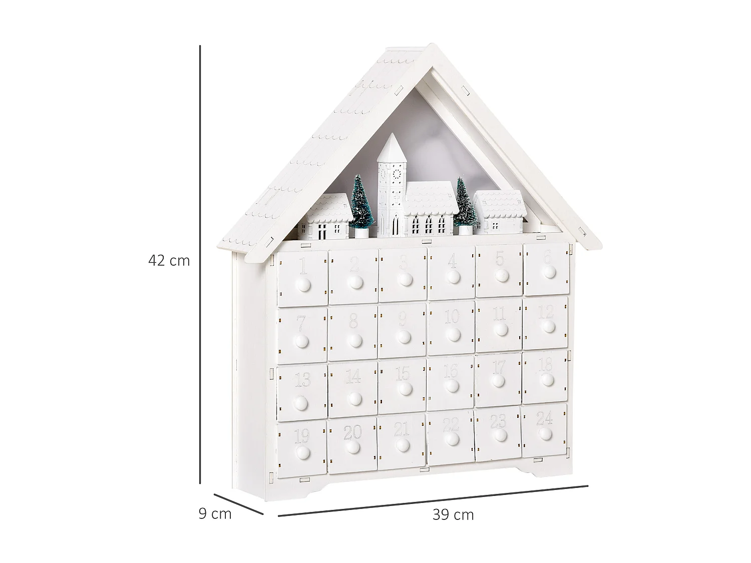Calendario de adviento de navidad blanco 39x9x42 cm HOMCOM