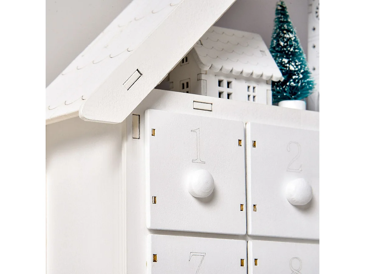 Calendario de adviento de navidad blanco 39x9x42 cm HOMCOM