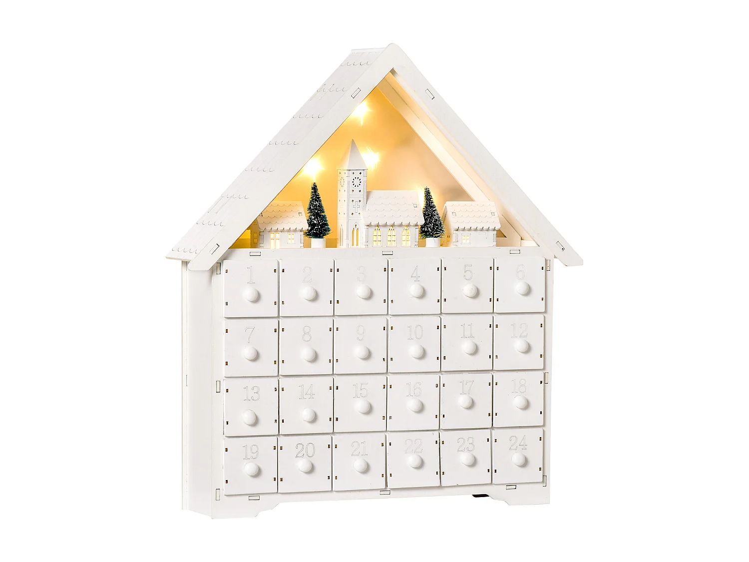 Calendario de adviento de navidad blanco 39x9x42 cm HOMCOM