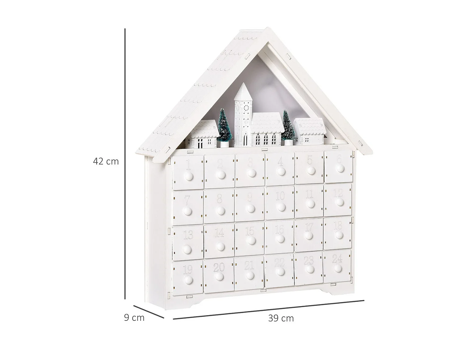 Calendario de adviento de navidad blanco 39x9x42 cm HOMCOM