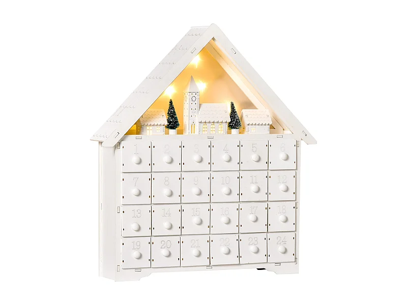 Calendario de adviento de navidad blanco 39x9x42 cm HOMCOM
