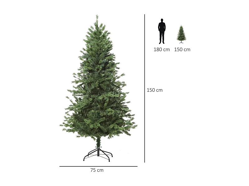 Árbol de navidad verde ø75x150 cm HOMCOM