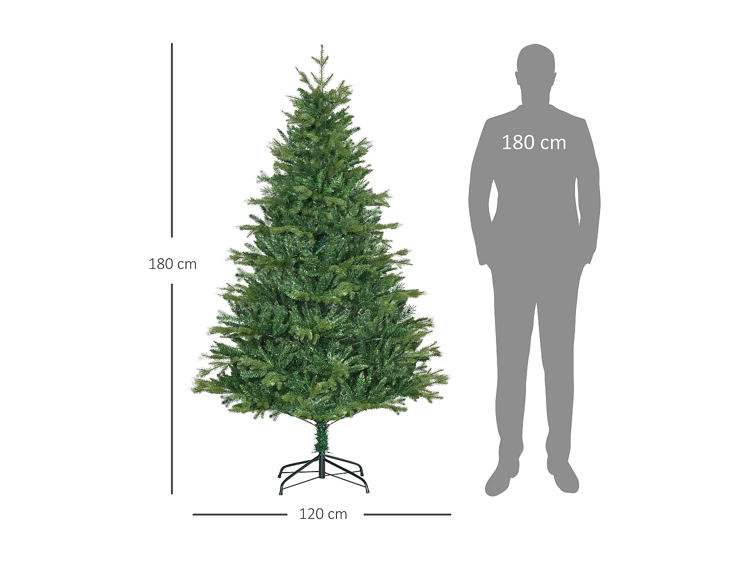 Árbol de navidad verde 120x120x180 cm HOMCOM