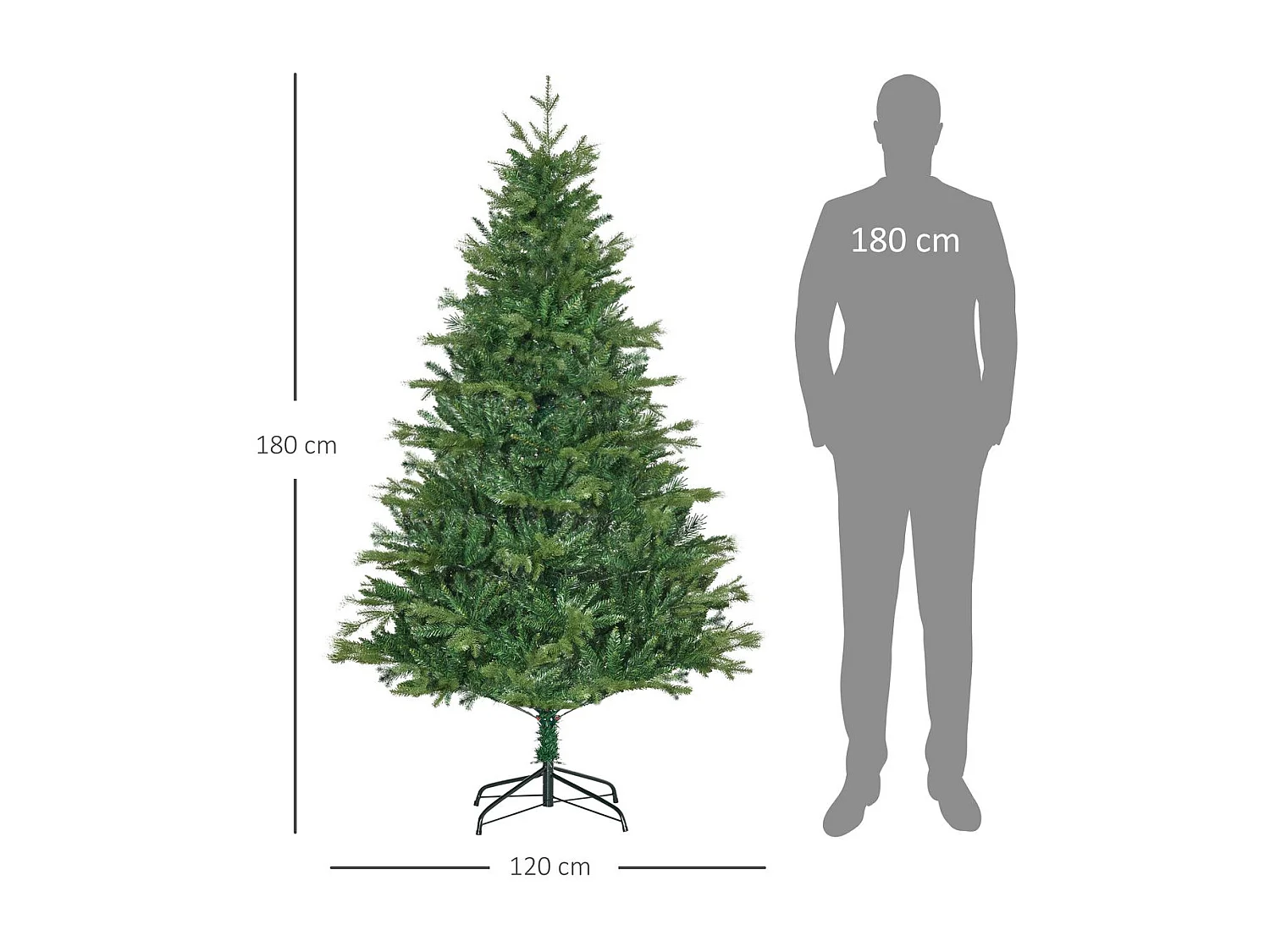 Árbol de navidad verde 120x120x180 cm HOMCOM