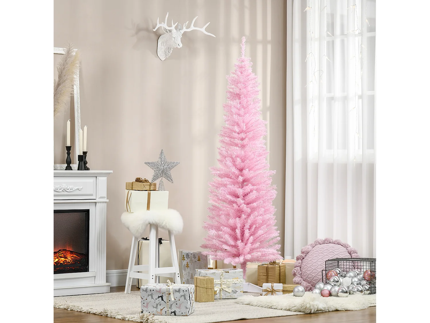 Árbol de navidad rosa ø55x180 cm HOMCOM