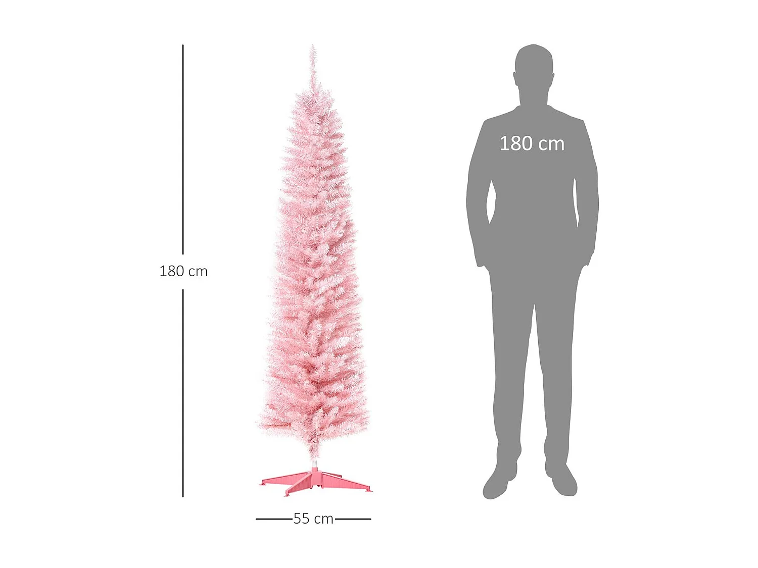 Árbol de navidad rosa ø55x180 cm HOMCOM