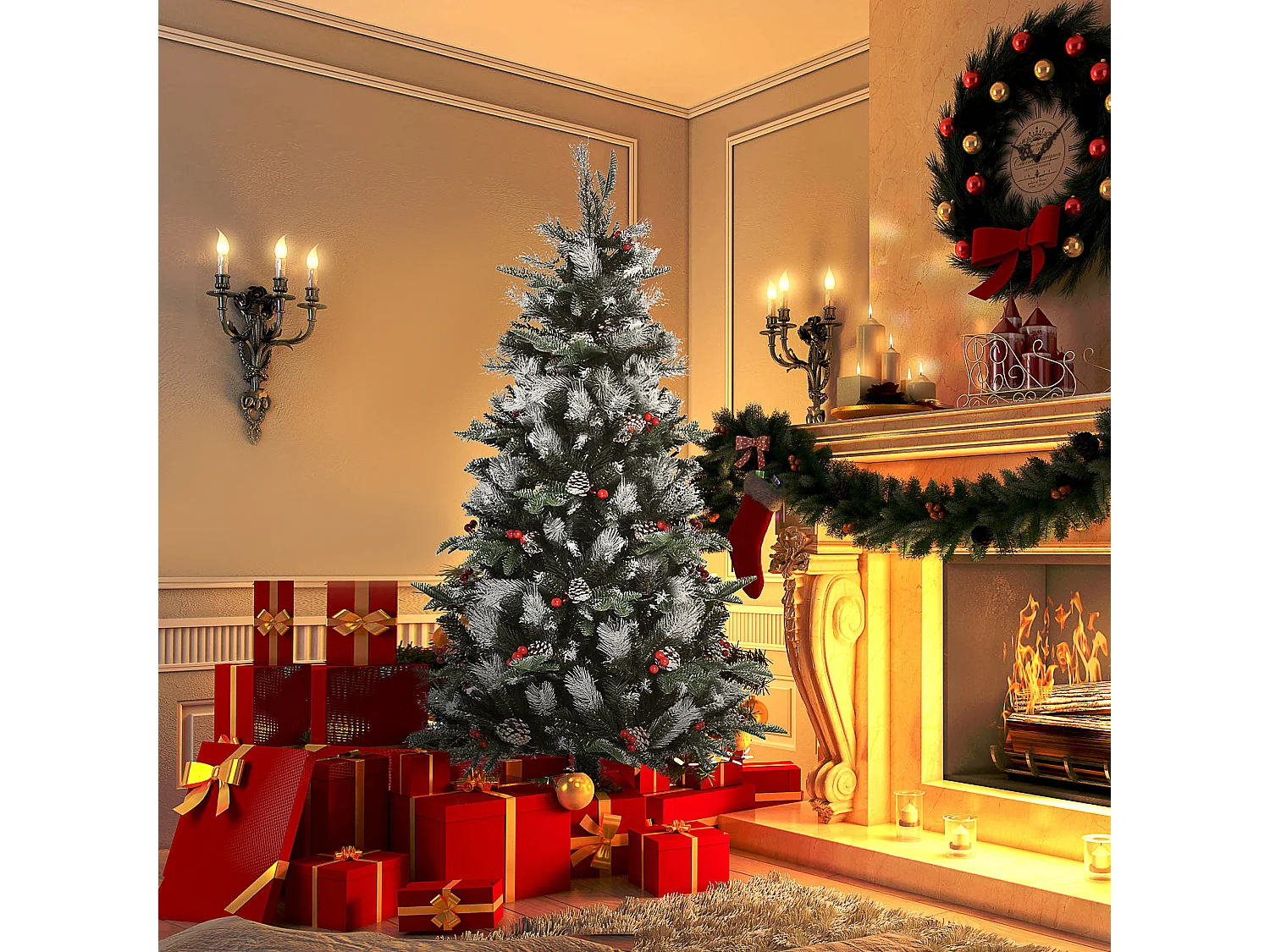 Árbol de navidad verde 75x75x150 cm HOMCOM