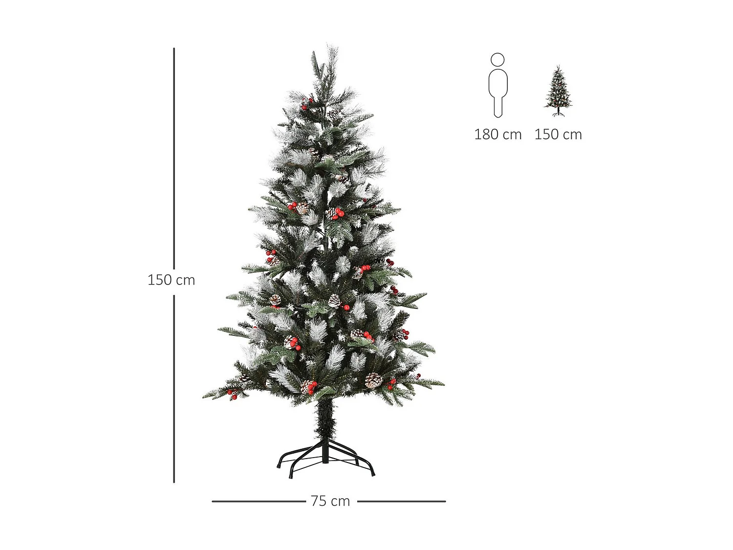 Árbol de navidad verde 75x75x150 cm HOMCOM