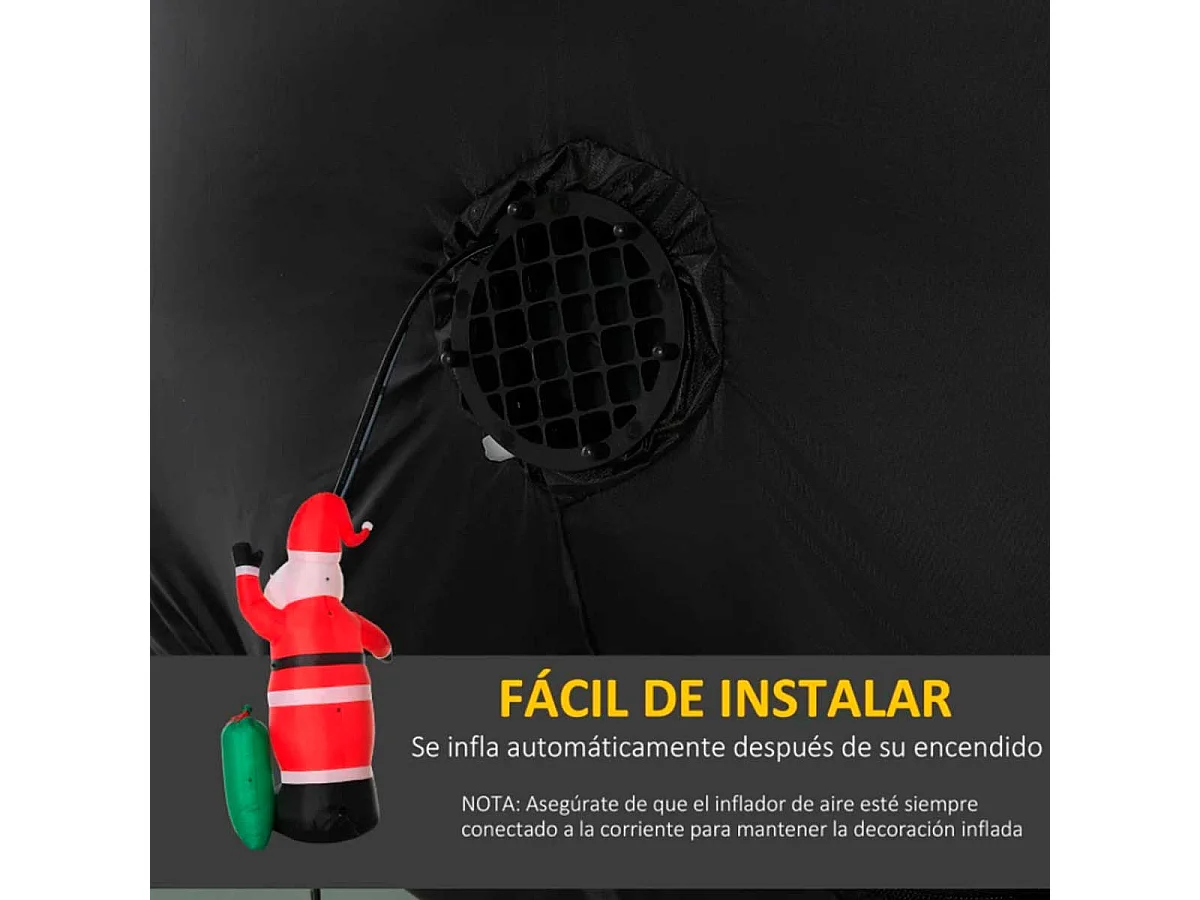 Papa noel hinchable rojo 148x85x240 cm HOMCOM