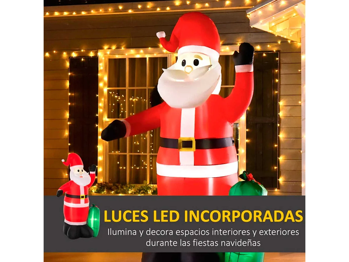 Papa noel hinchable rojo 148x85x240 cm HOMCOM