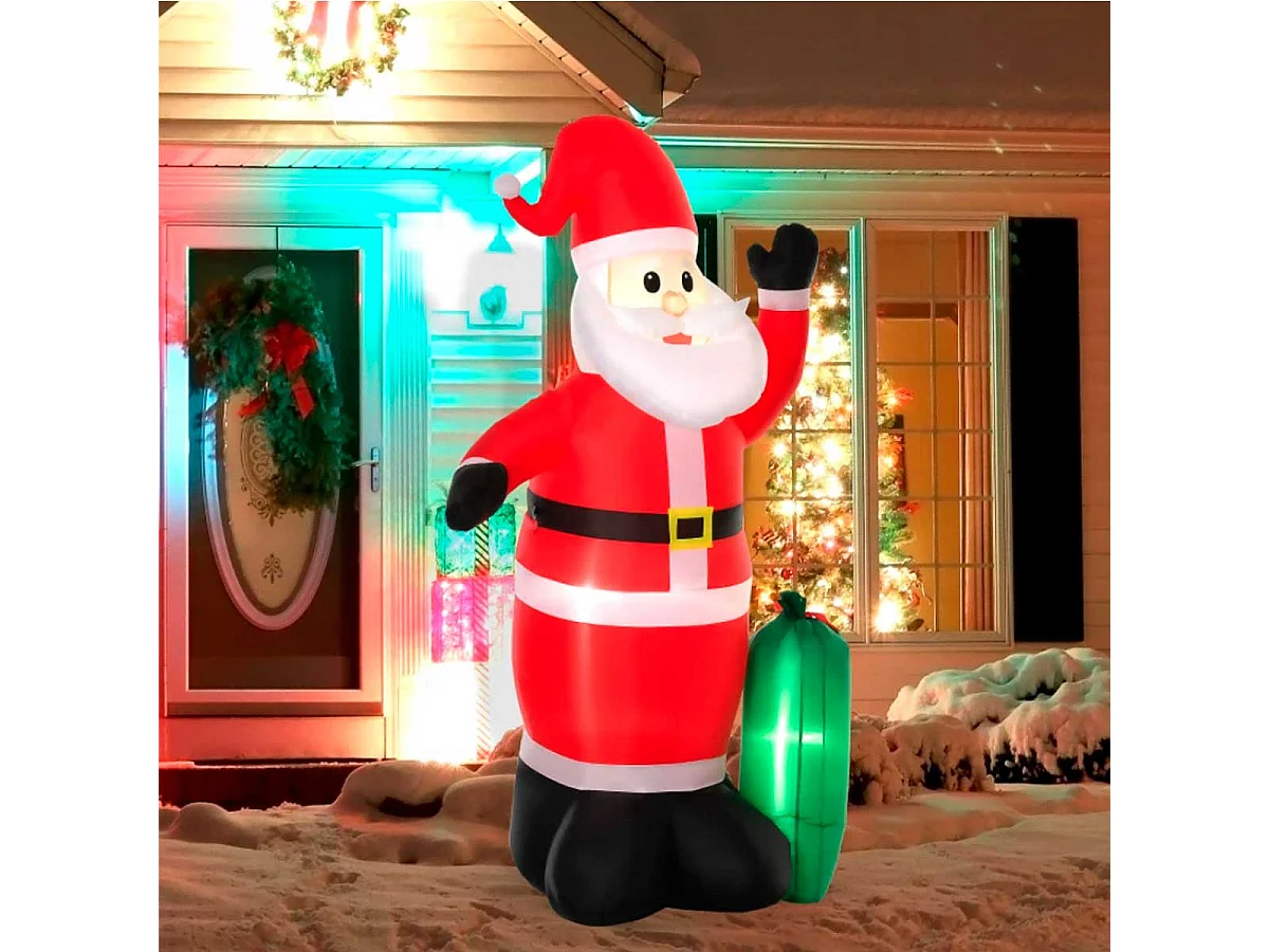 Papa noel hinchable rojo 148x85x240 cm HOMCOM