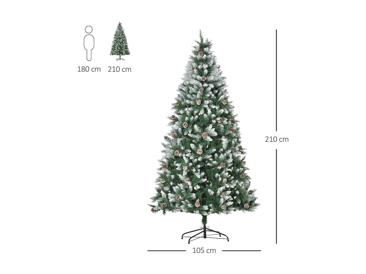 Árbol de navidad verde 105x105x210 cm HOMCOM