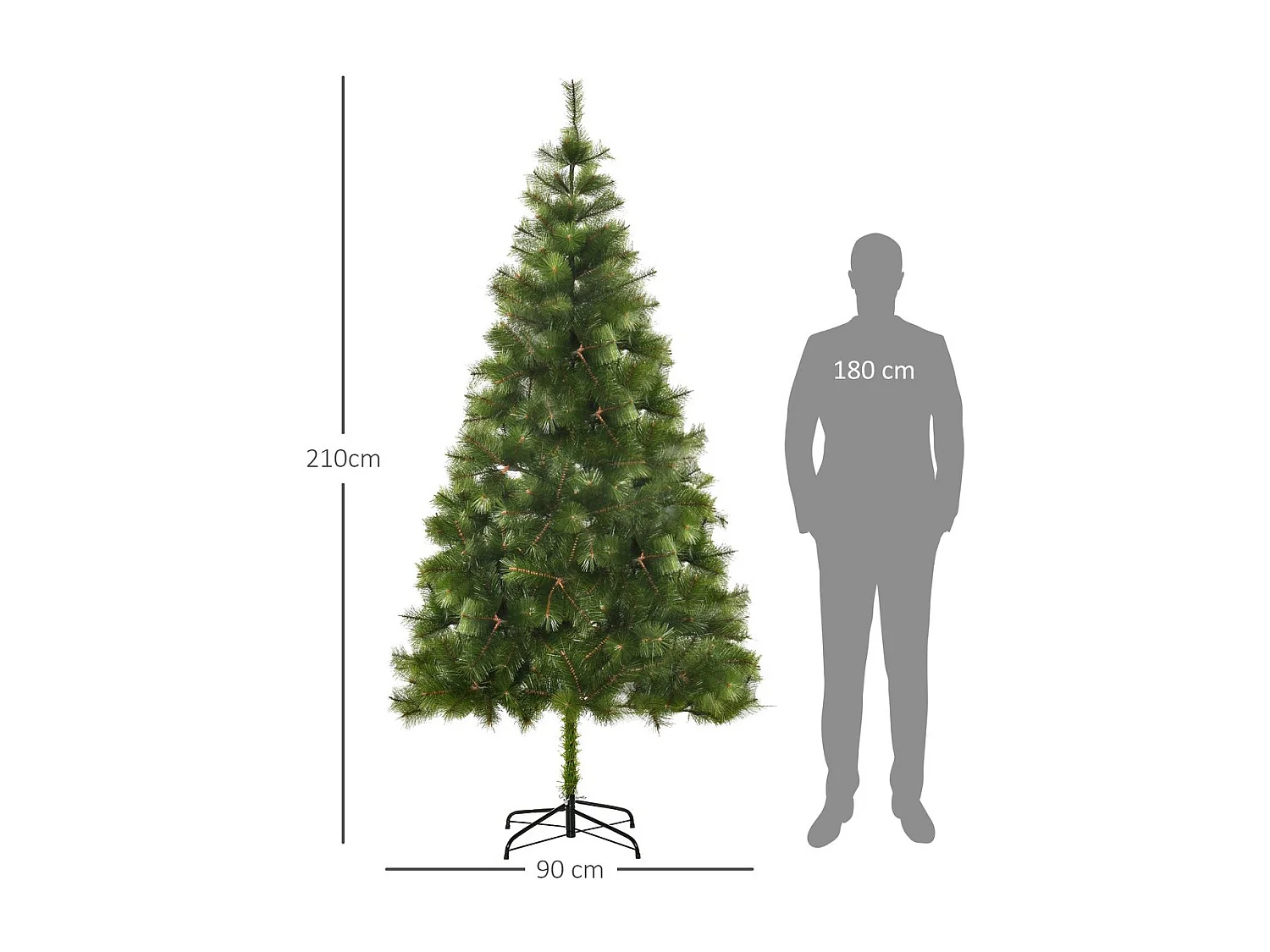 Árbol de navidad verde 90x90x210 cm HOMCOM