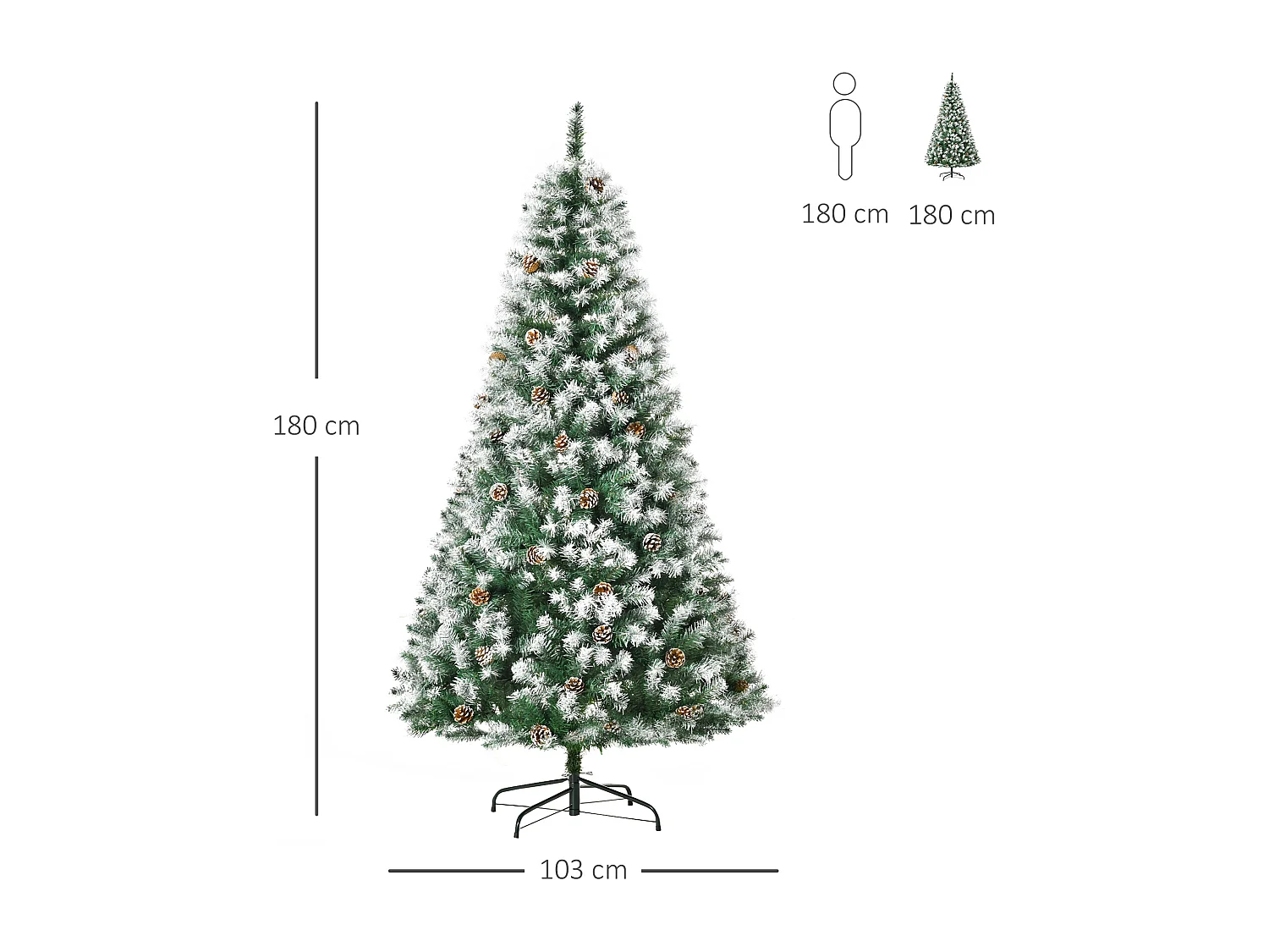 Árbol de navidad verde 103x103x180 cm HOMCOM
