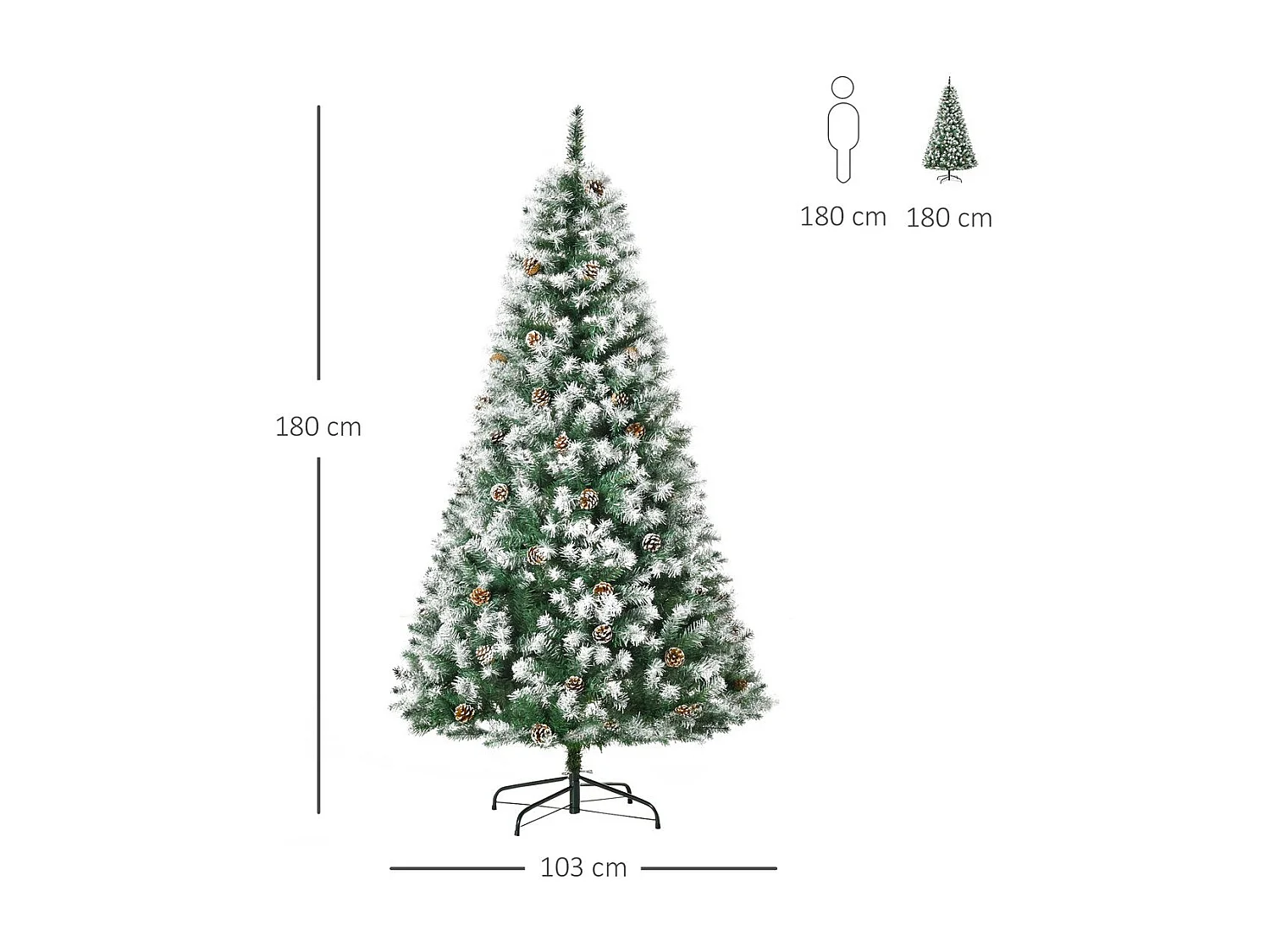 Árbol de navidad verde 103x103x180 cm HOMCOM