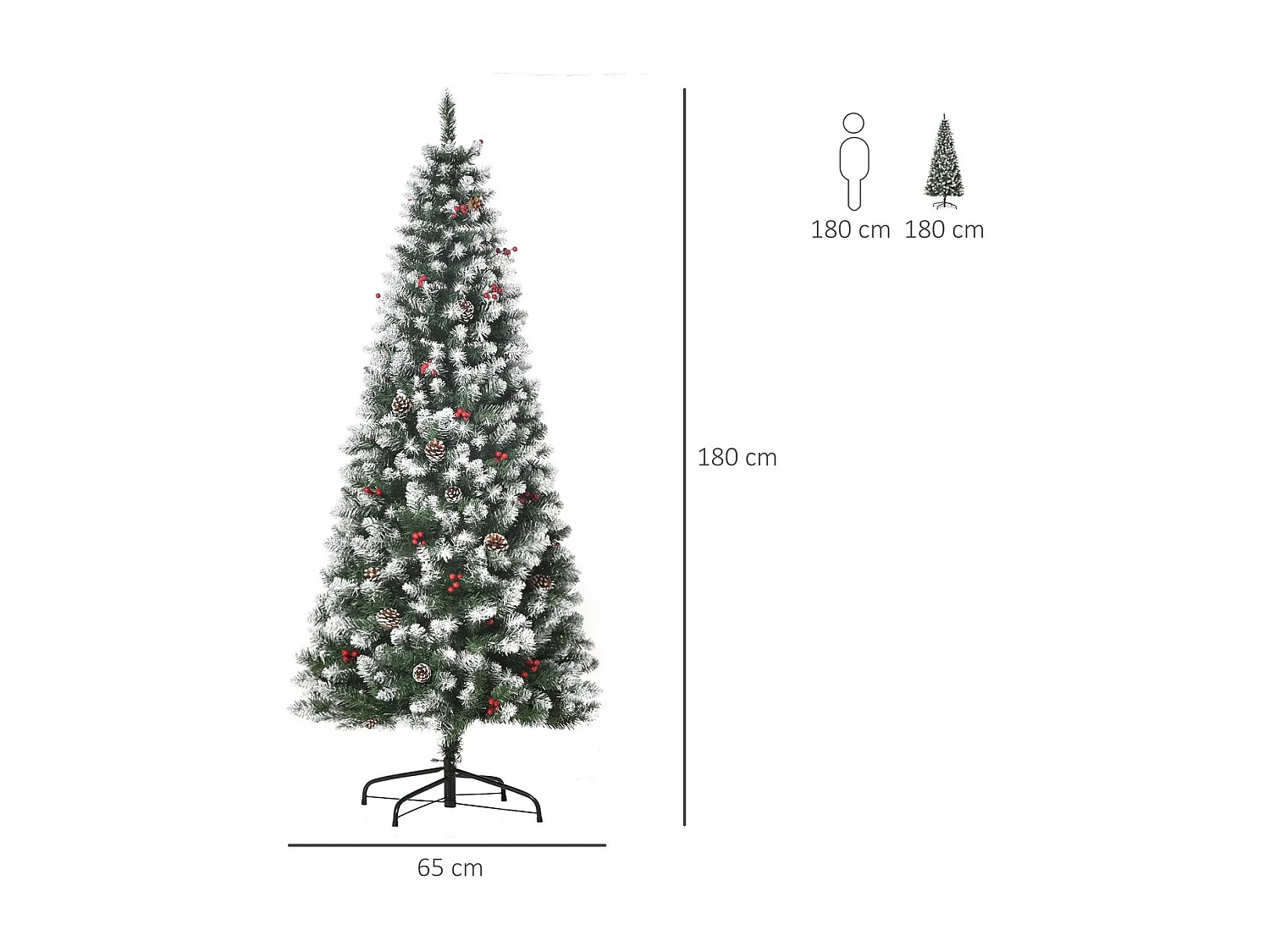 Árbol de navidad verde 65x65x180 cm HOMCOM