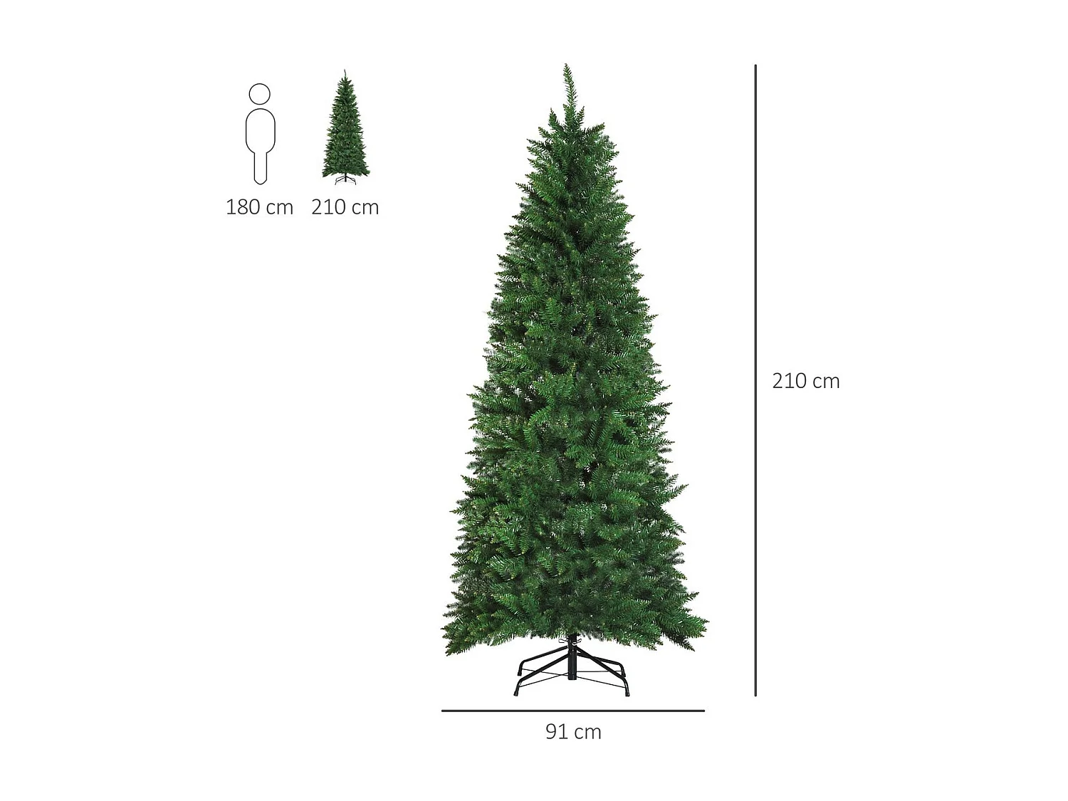 Árbol de navidad verde ø91x210 cm HOMCOM