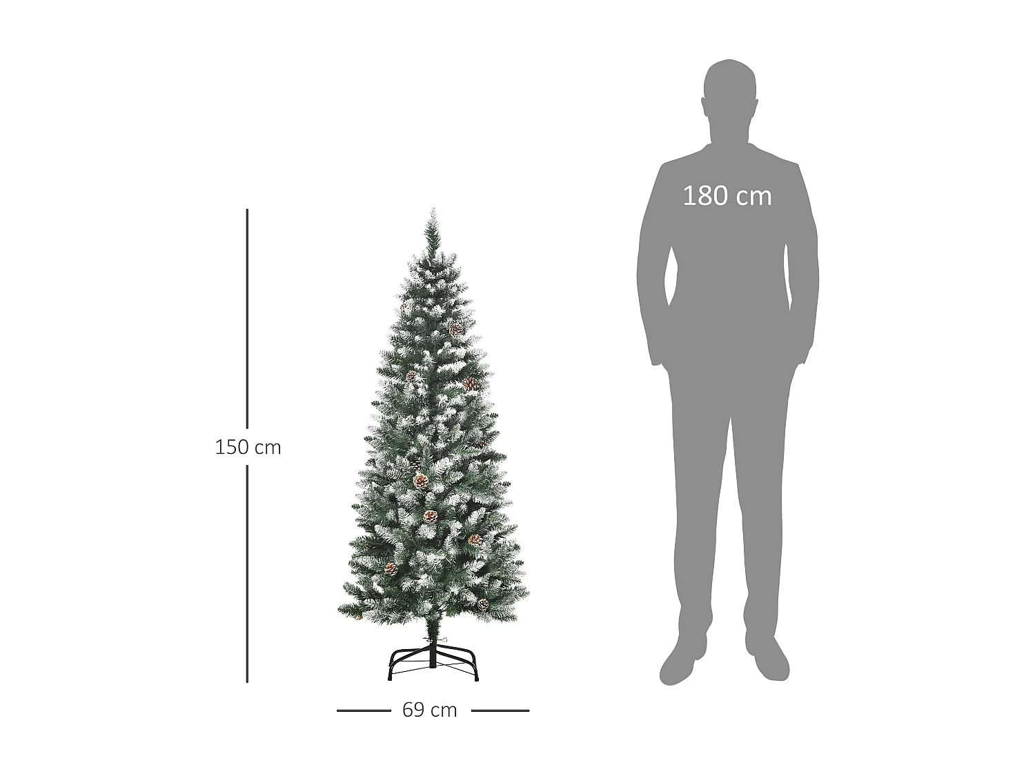 Árbol de navidad verde 69x69x150 cm HOMCOM