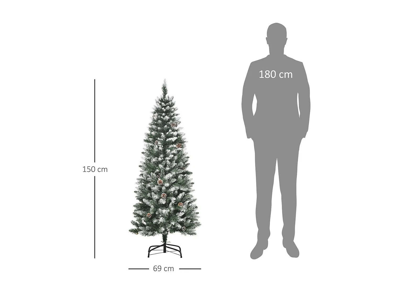 Árbol de navidad verde 69x69x150 cm HOMCOM