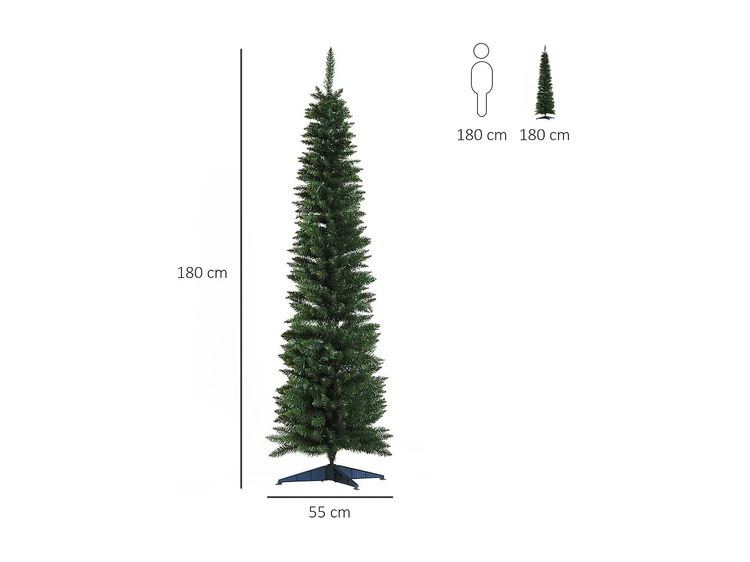 Árbol de navidad verde ø55x180 cm HOMCOM