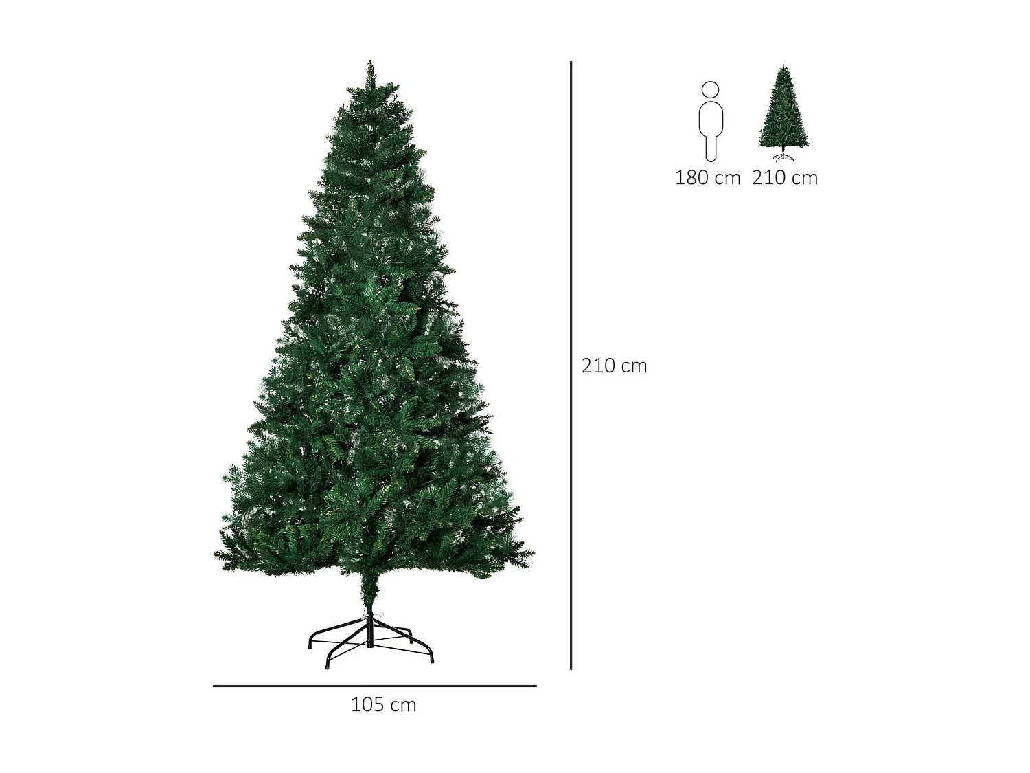 Árbol de navidad verde 105x105x210 cm HOMCOM