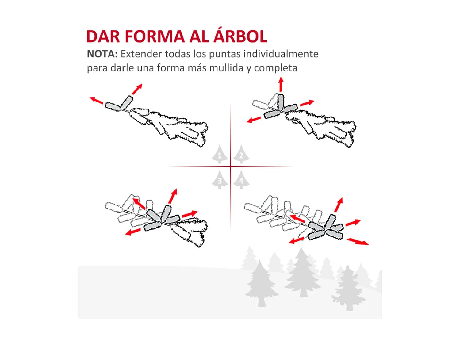 Árbol de navidad blanco 55x55x180 cm HOMCOM