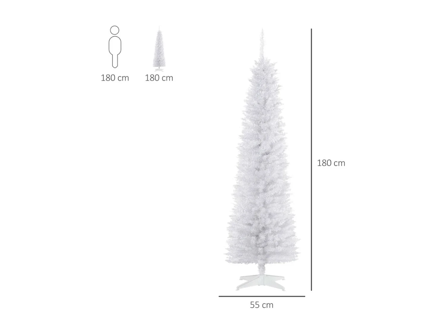 Árbol de navidad blanco 55x55x180 cm HOMCOM