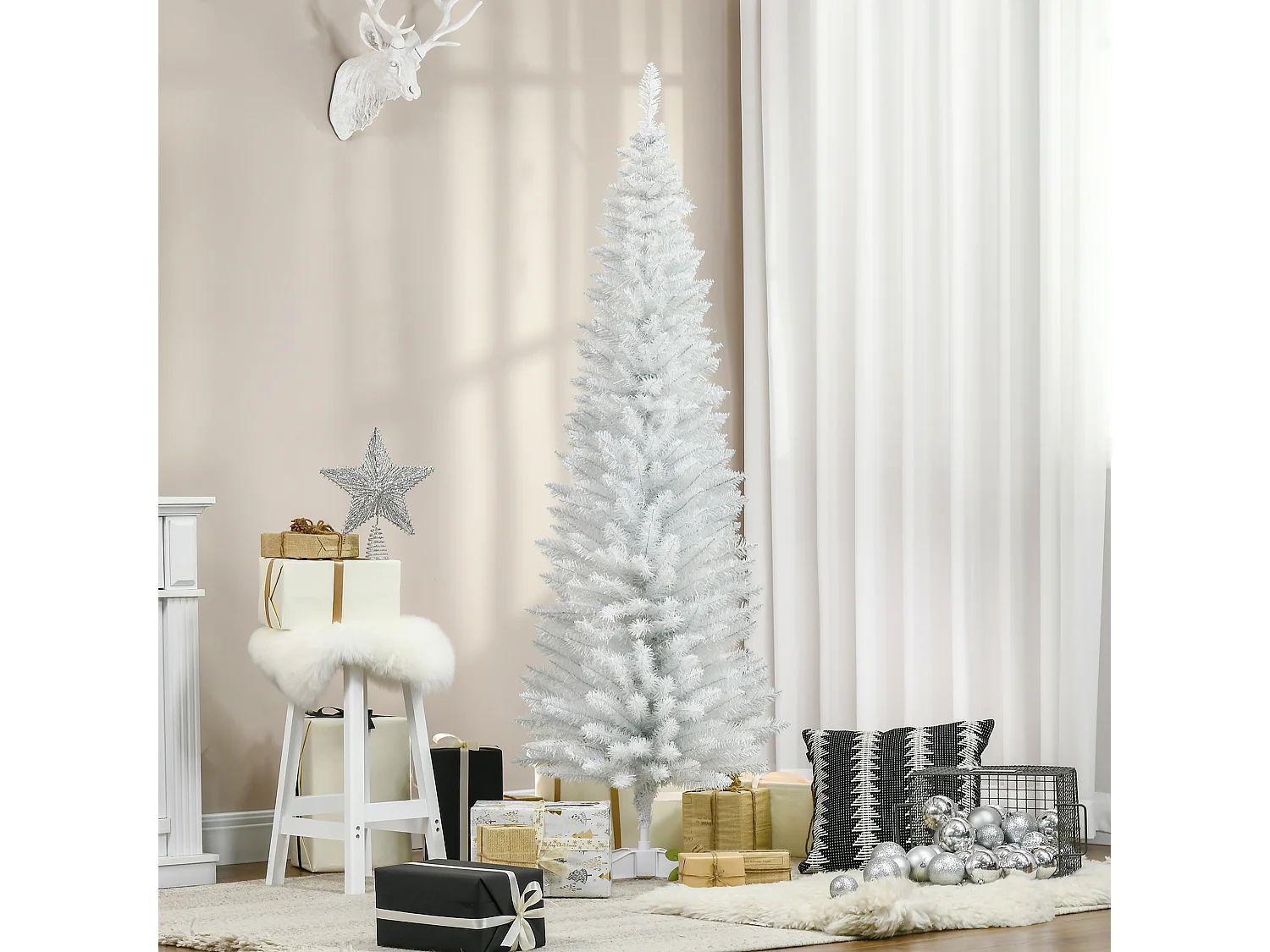 Árbol de navidad blanco 55x55x180 cm HOMCOM