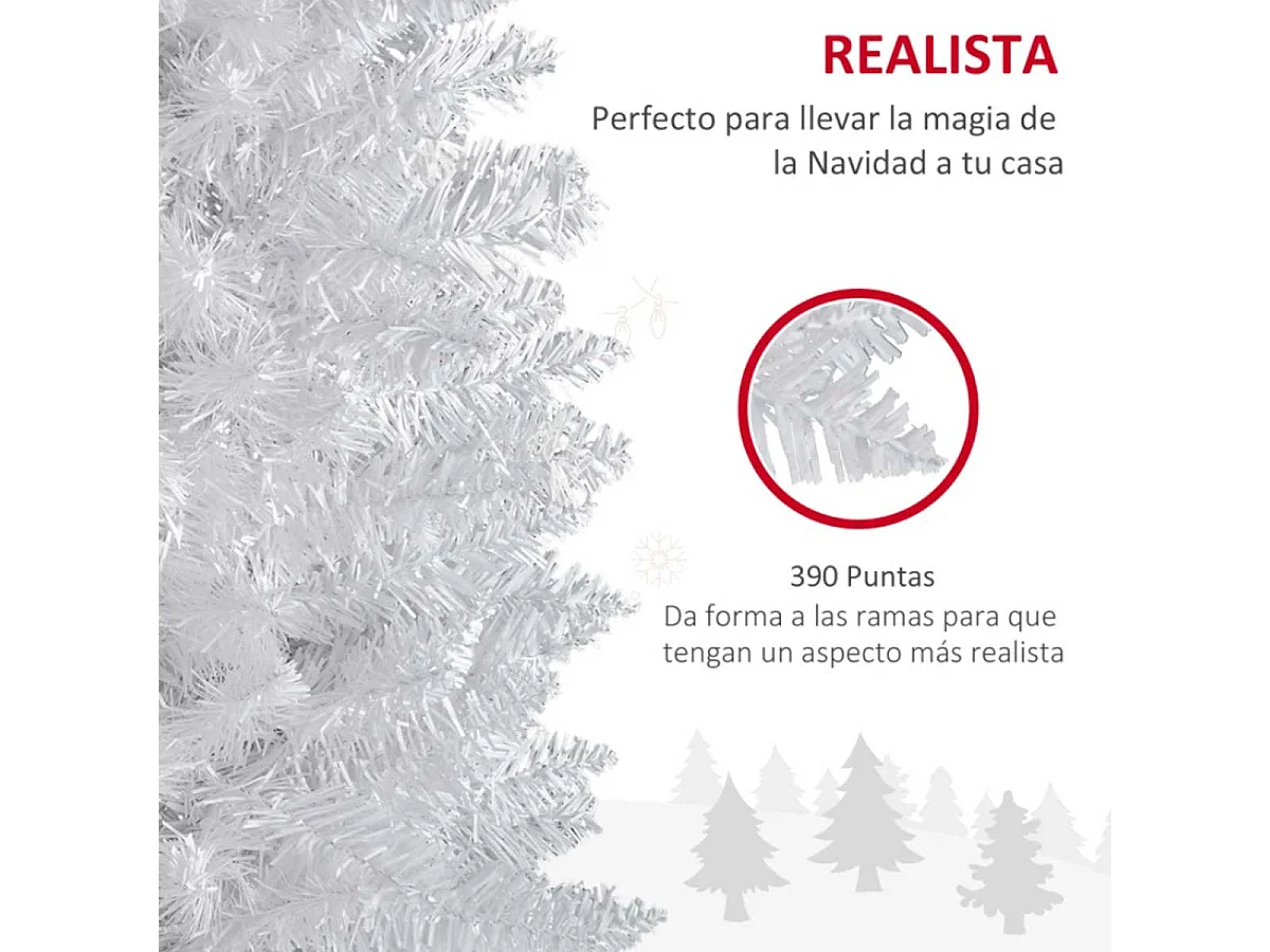 Árbol de navidad blanco 55x55x180 cm HOMCOM