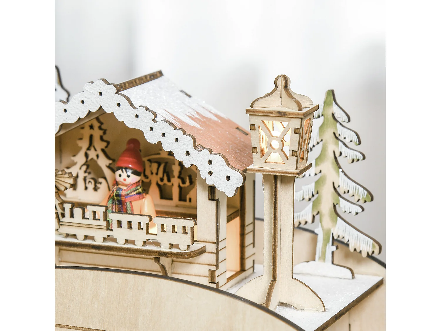 Calendario de adviento de navidad madera natural 45x10x31 cm HOMCOM