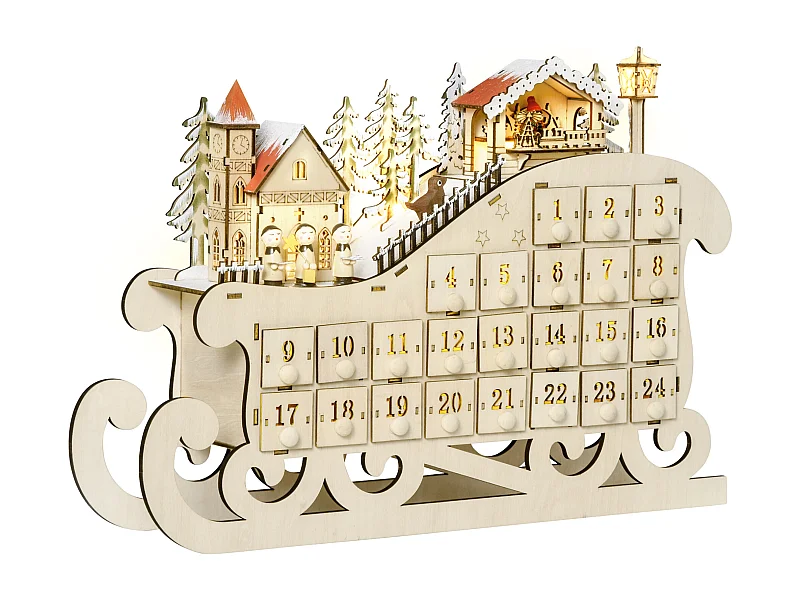 Calendario de adviento de navidad madera natural 45x10x31 cm HOMCOM