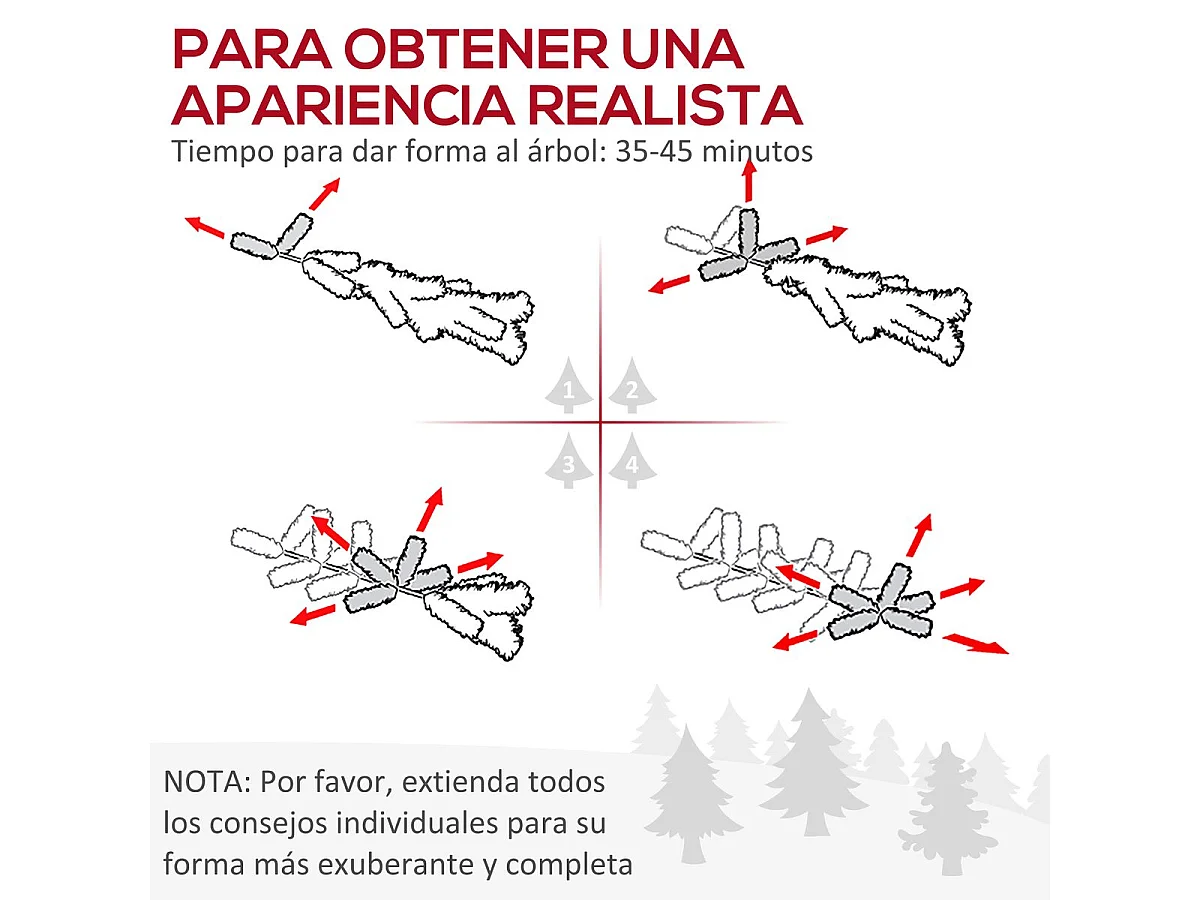 Árbol de navidad rosa 63x63x180 cm HOMCOM