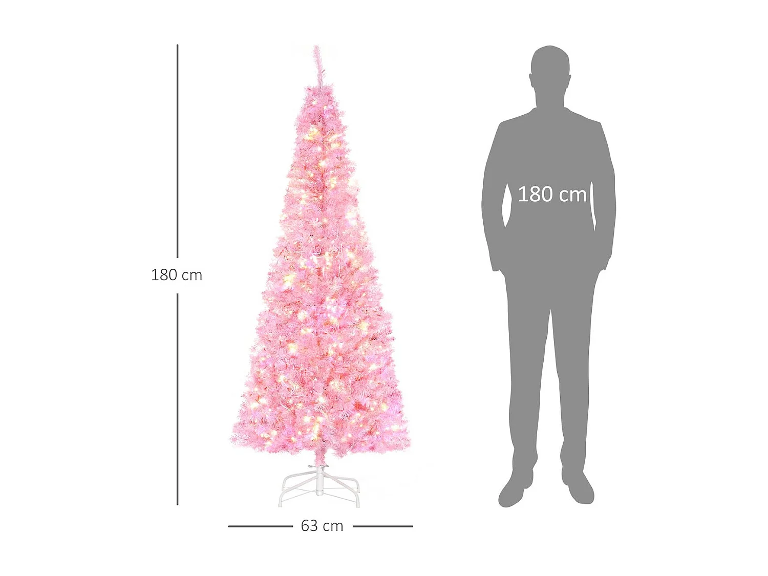 Árbol de navidad rosa 63x63x180 cm HOMCOM
