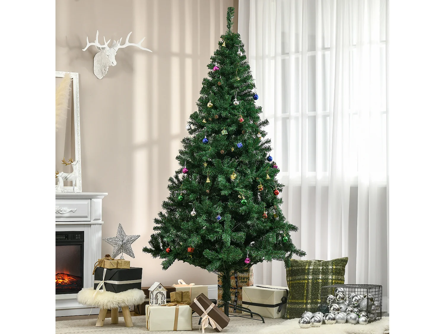 Árbol de navidad verde 93x93x210 cm HOMCOM